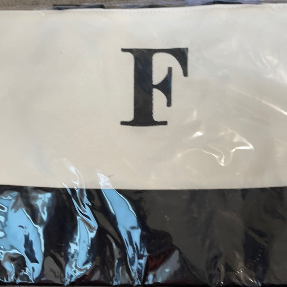 Embroidered F black & Natural canvas Tote bag